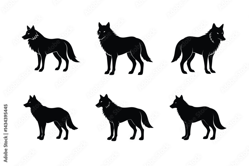 Fototapeta premium Crisp Wolf Howling Silhouette Design