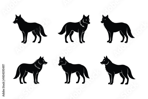 Vector Art of Howling Wolf in Black