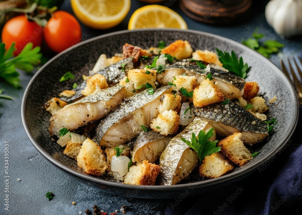 Herring forshmak with croutons Herring forshmak with croutons