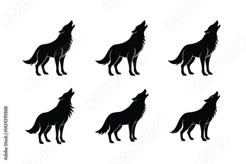 Howling Wolf Black Silhouette Art