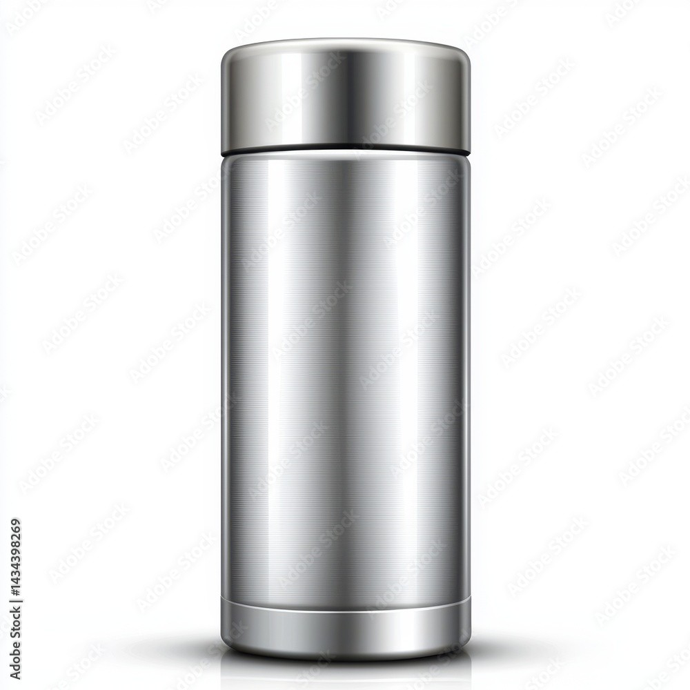 Sleek Stainless Steel Cylinder Container with Shiny Finish for Liquid Storage and Temperature Control Sleek Stainless Steel Cylinder Container with Shiny Finish for Liquid Storage and Temperature Control