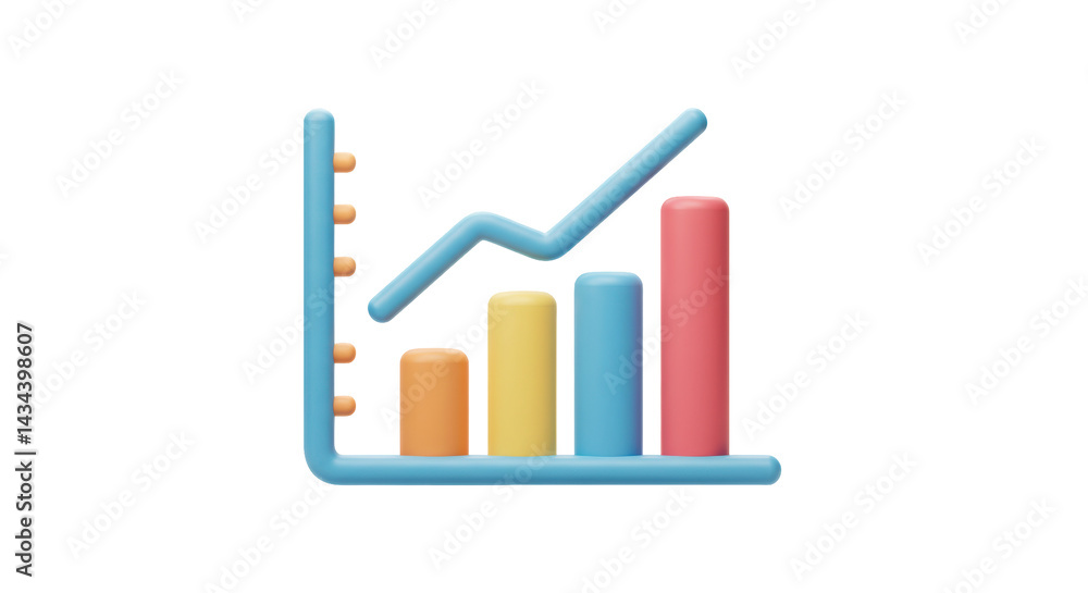 Isolated Bar Chart with Upward Trend Line Isolated Bar Chart with Upward Trend Line