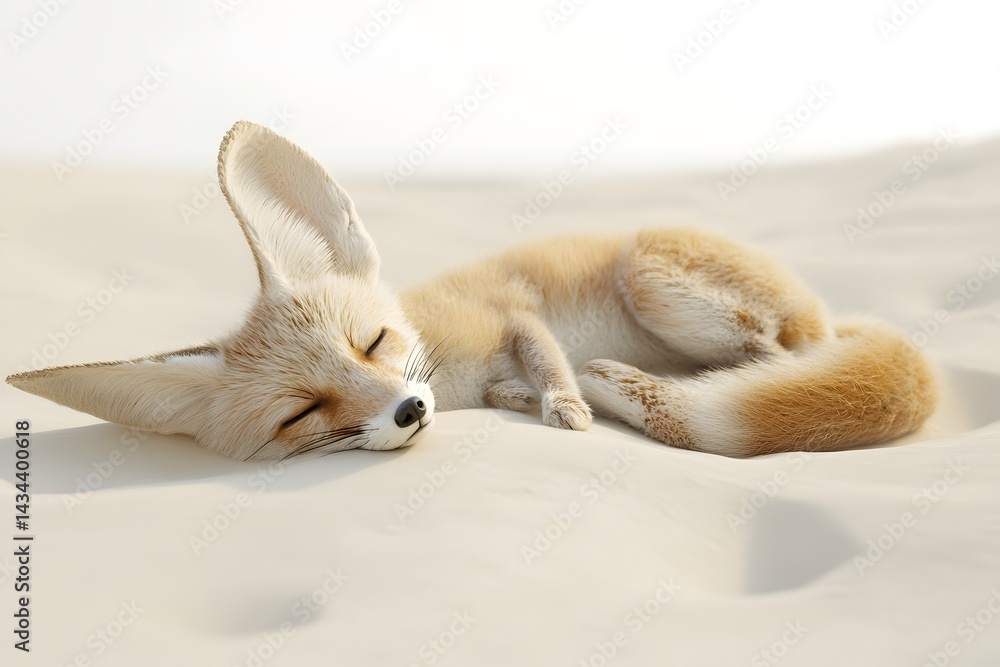 Fototapeta premium Charming Fennec Fox Sprawled on Soft Sand