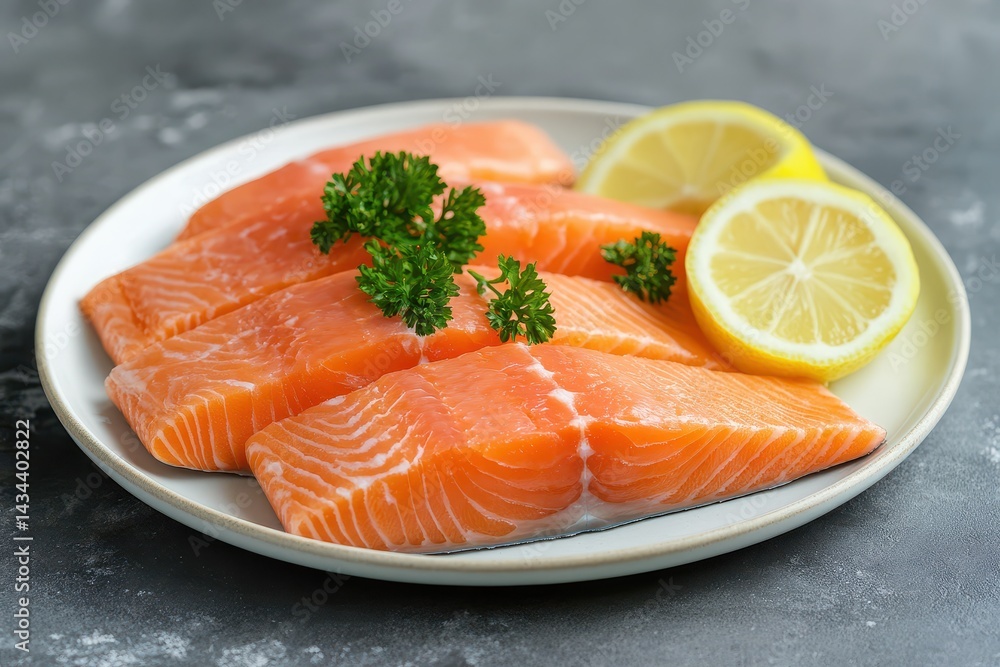 Lemon infused baked rainbow trout Tasty fish dish Room for text Lemon infused baked rainbow trout Tasty fish dish Room for text
