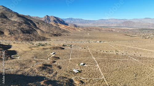 Obraz na płótnie Aerial drone photo of wildflower desert fields and amazing landscape in beautiful Anza - Borego State Park, California, United States of America w salonie