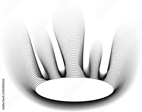 Circular-centered figure with outward-extending organic appendage-like contours shaped through layered opacity gradients.