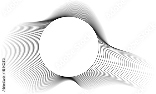 Vector design with a central circular void framed by irregular curved layers fading in opacity from the inside out.