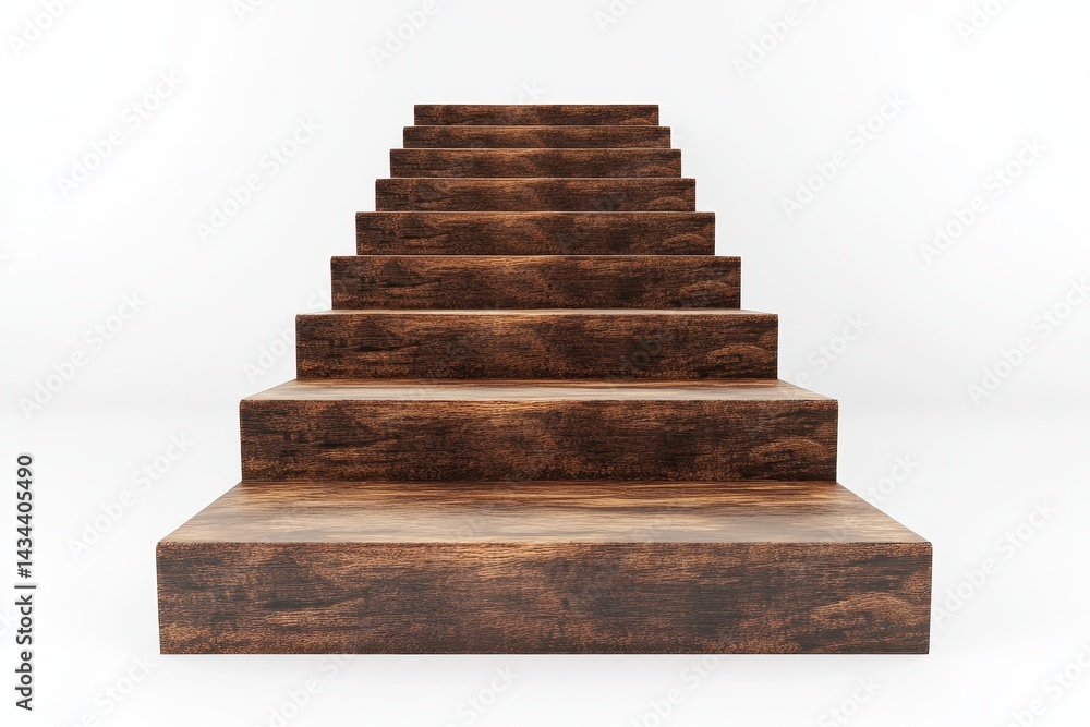 Metaphor of brown wooden stairs representing growth success and achievement in architecture and business Metaphor of brown wooden stairs representing growth success and achievement in architecture and business