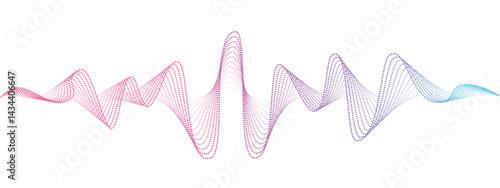 Abstract undulating dots lines of sound wave . Dynamic pulsating wave. Music concept, digital music frequency symbols. Vector illustration