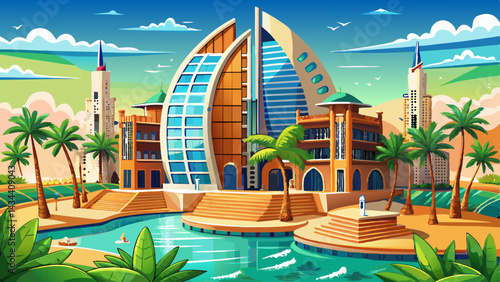 Very beautiful Amazing architecture of tropical resort in Dubai, UAE