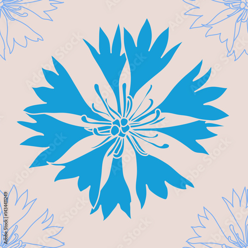 seamless pattern with blue cornflowers flowers, Floral graphic design