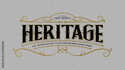 Heritage editable text effect typography vintage style