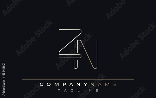 ZN Abstract Line Style Logo. Minimalist Design Featuring the Letters Z and N Abstract Line Style