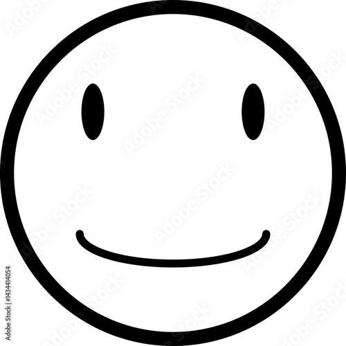 Hollow smiley face with a simple curved mouth and round eyes forming a cheerful expression.