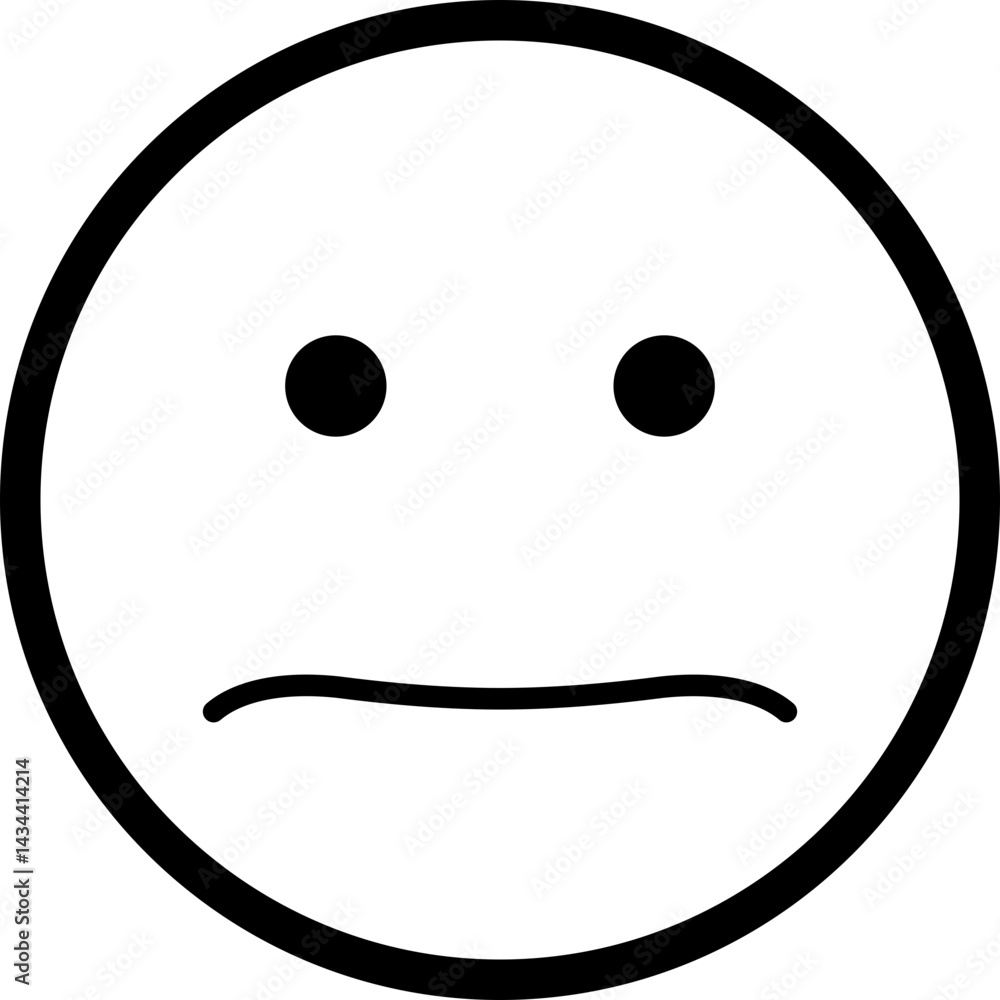 Fototapeta premium Hollow disappointed face with round eyes and a slight downward curved mouth.