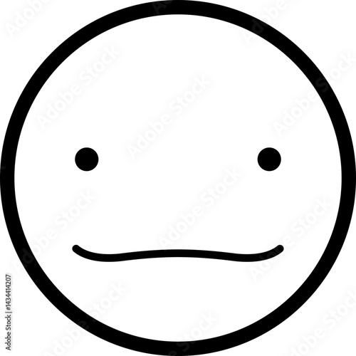 Hollow smiley face with a unique and playful curved smile.