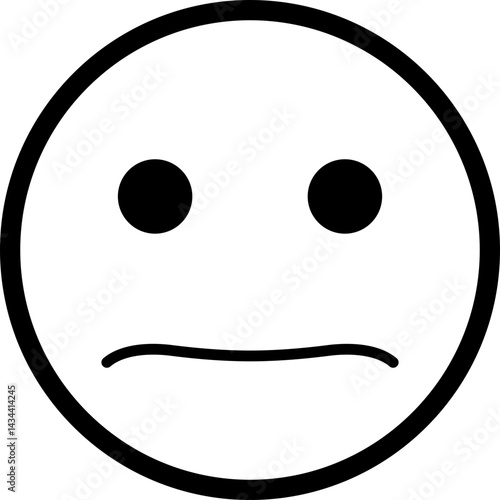 Simple outlined cartoon face with a disappointed expression and slightly curved mouth.