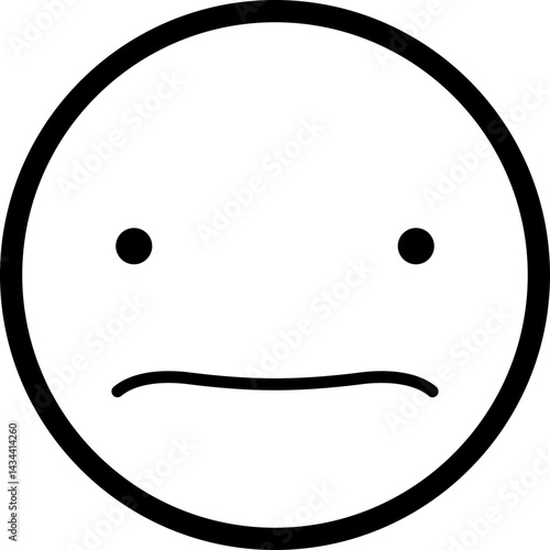 Simple hollow face with a disappointed look and downward curved mouth.