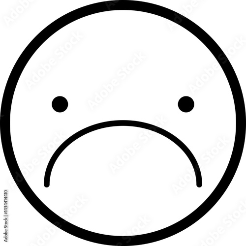 Hollow face with a grumpy and slightly annoyed expression, outlined in a thin line.