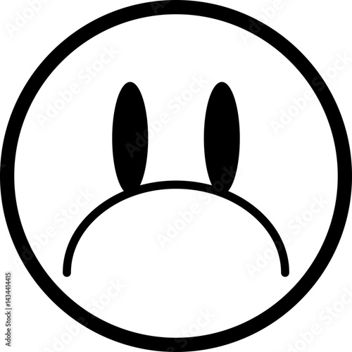 Hollow cartoon face with a frown and grumpy mouth.