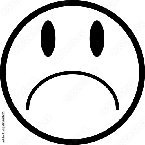 Hollow face with a grumpy yet smiling mouth and large expressive eyes.