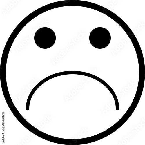 Simple outlined face with a grumpy expression and downturned mouth.