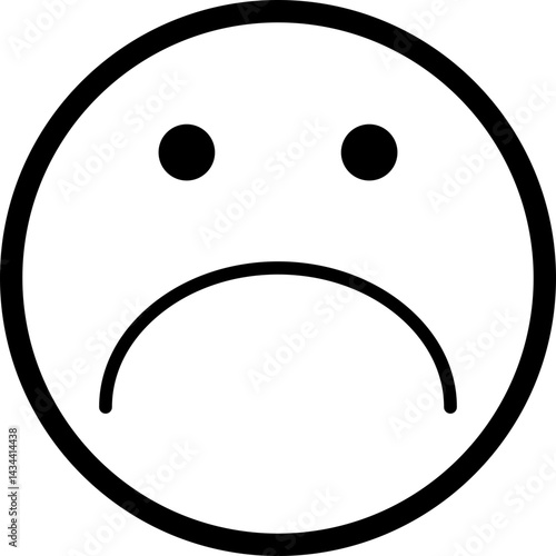 Simple outlined face with a sad and grumpy expression.