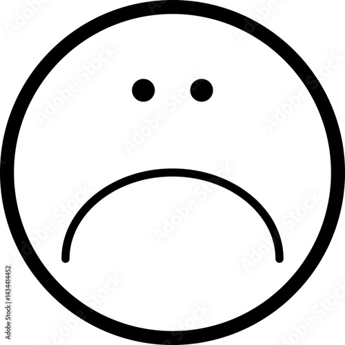 Hollow cartoon face with a half-smile and grumpy look.