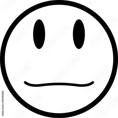 Minimalist outlined face with a signature smiling expression.