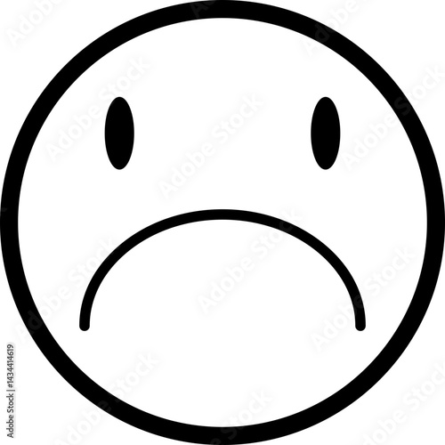 Hollow round face with a furrowed brow and grumpy mouth.