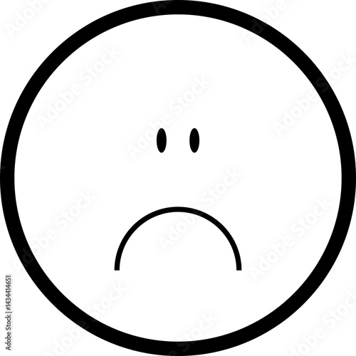 Hollow emoji-style face with a melancholic mood.