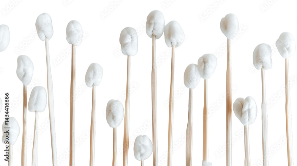 Soft cotton buds arranged neatly isolated on a white background Soft cotton buds arranged neatly isolated on a white background
