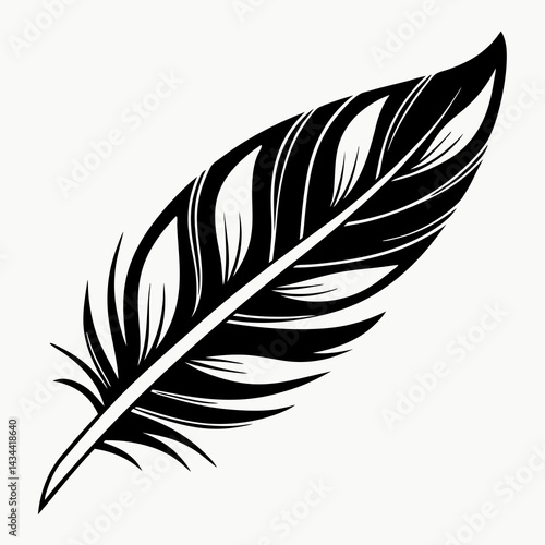 Stylized feather vector design for nature themes, creativity, and artistic use