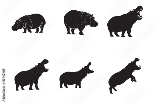 A black silhouette of the hippopotamus.