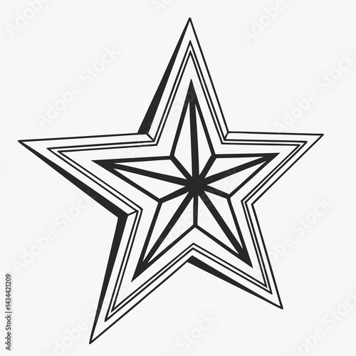 Stylized multi-layered star vector illustration, graphic element for awards and branding