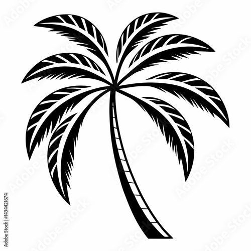 Stylized palm tree vector illustration, graphic element for tropical, travel, and beach themes