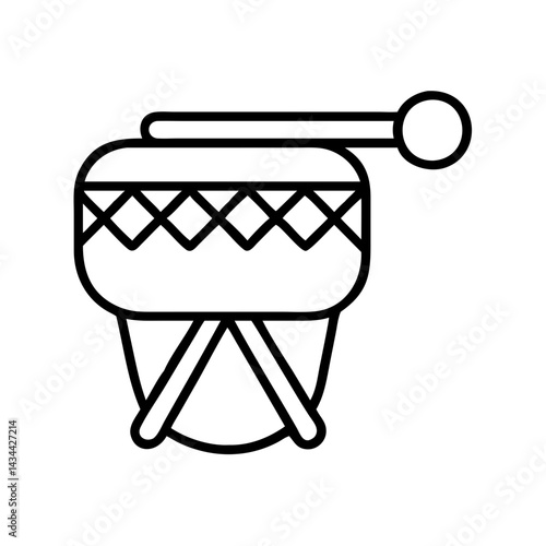 Vector illustration of traditional drum instrument with drumsticks for music and percussion needs