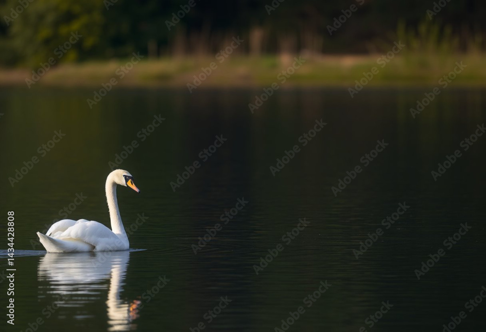 Fototapeta premium Lago com um cisne nadando.