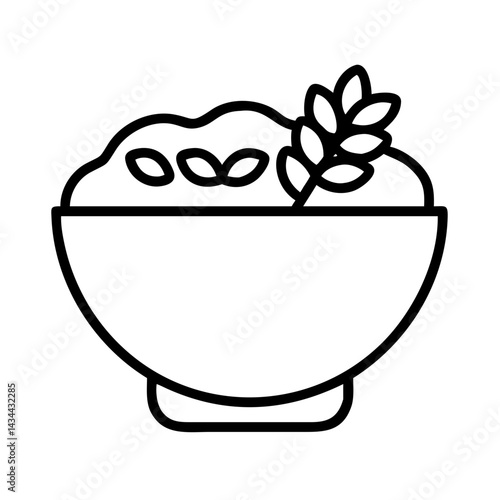 Bowl of oatmeal with seeds and wheat vector illustration breakfast food healthy eating icon