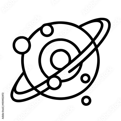 Planet with rings and moons vector illustration astronomy space exploration icon graphic design