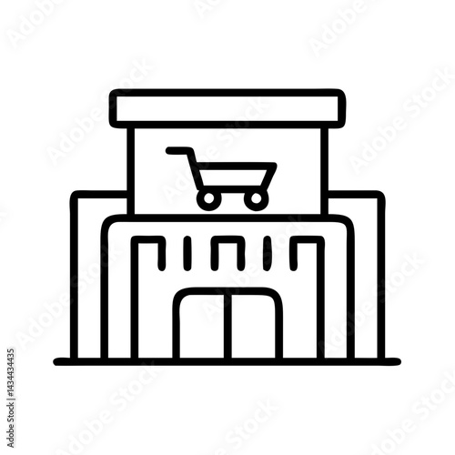 Shopping mall store retail building shop market commerce center business architecture outline icon design