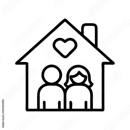 Family home love icon vector illustration for real estate and insurance concept design idea