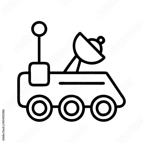 Isolated outline of a space rover vehicle exploration mission on mars for science and research