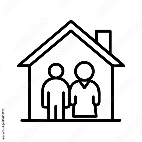 Family home icon real estate house residence couple together living property insurance concept