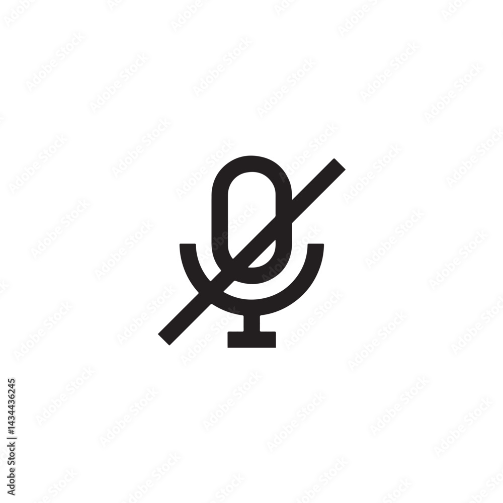 Muted microphone icon for audio control Vector Muted microphone icon for audio control Vector