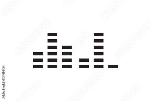 Audio equalizer bars black icon vector Vector