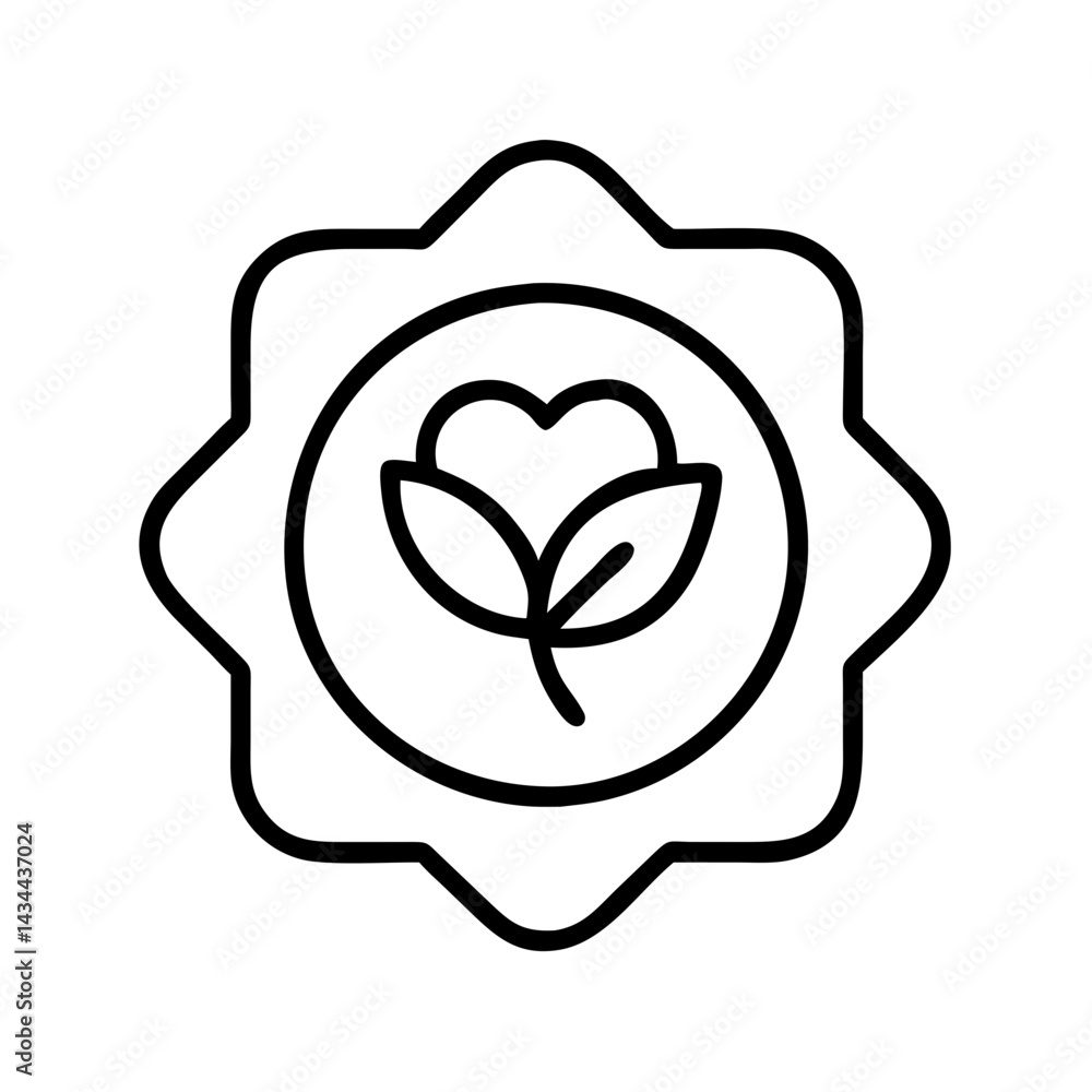 Organic cotton flower vector icon for natural product label eco textile and clothing badge design Organic cotton flower vector icon for natural product label eco textile and clothing badge design
