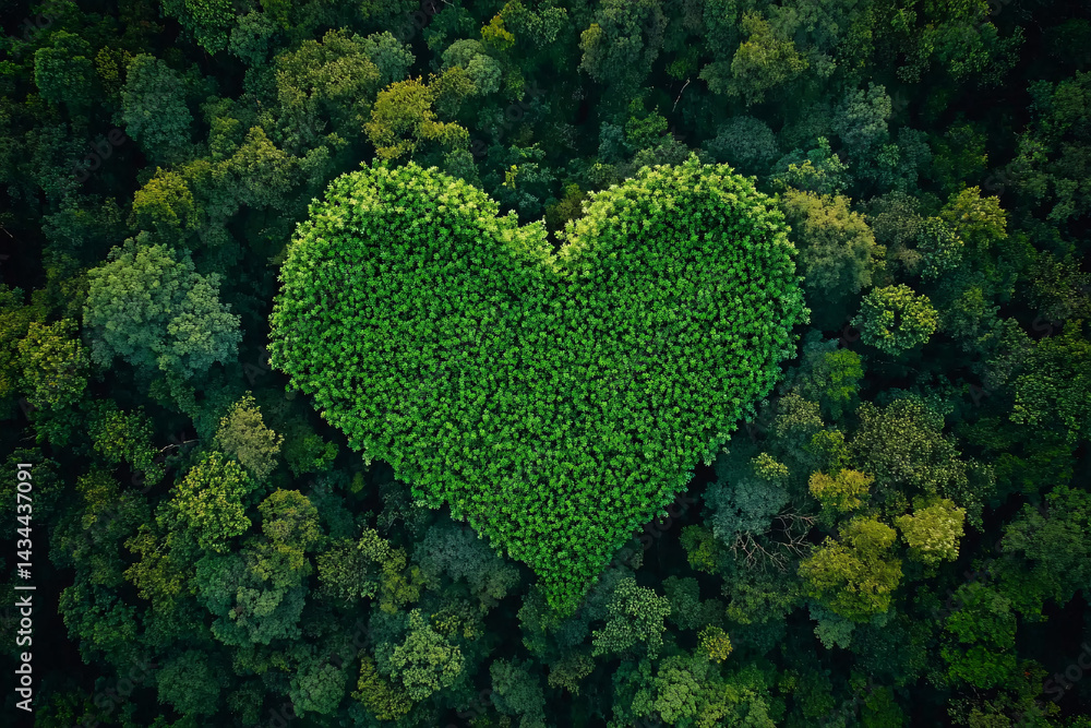 Heart shaped background made of green vegetation. moss. leaves. concept of love for nature. freshness and ecology. summer. banner for advertising