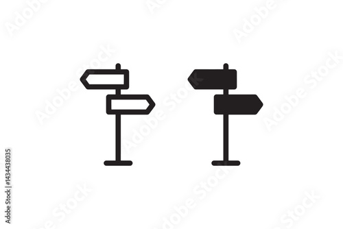 Directional road signs icon set vector Vector
