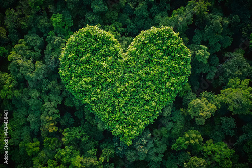 Heart shaped background made of green vegetation. moss. leaves. concept of love for nature. freshness and ecology. summer. banner for advertising